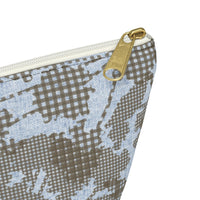 Floral Plaid Accessory Pouch w T-bottom in Aqua
